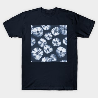 Shibori Kumo tie dye white dots over dark navy blue T-Shirt